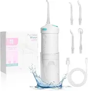 Portable Water Flosser,Mini Water Teeth Cleaner Pick,Cordless Oral Care Irrigator Rechargeable Gums with 4 Nozzles,Telescopic Water Tank,3 Modes IPX7 Waterproof Flossers for Travel & Home