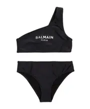 Balmain Kids Logo Printed Two-Piece Bikini 6 Black
