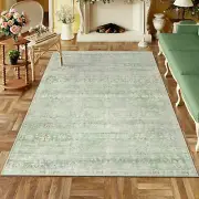 Lahome Boho Area Rug 5x7, Modern Green Bedroom Area Rug, Floral Non Slip Rug for