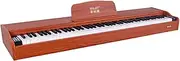 88-Key Standard Hammer Keyboard, Including Music Stand + Power Supply + Three Pedals, 128 Polyphony, 4 Headphone Modes,Brown