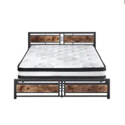 Levede Industrial Bed Frame & 5-Zone Pocket Spring Mattress Queen