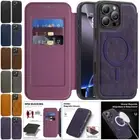 For iPhone 16e 16 15 14 13 12 11 Pro Max Magnetic Magsafe Wallet Case Flip Cover