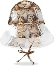 [RPLIFE] 2t-4t Toddler Summer Hat, Baby Sun Hat with Neck Flap, Baby Boy Sun Hat with Strap, Breathable Cap, Cute Poodle Puppy Leopard Print