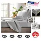 Luxury Light Grey Bamboo Sheets King Size Set - Deep Pocket, Wrinkle Resistant