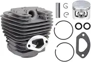 45MM 45.2MM Dual Channel Cylinder Piston Kit Compatible with 5800 5200 52cc 58cc Garden Tool Parts Chainsaw Rebuild Kit (52cc 5200 45MM)