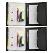 2PK Marbig Pro PP A4 Compendium 6-Pocket Organiser w/ Notepad/Pen Holder Black
