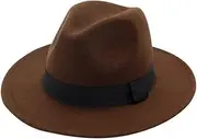 [FUDERU] Men Women Wide Brim Fedora Hat Panama Hat Fedora Hat with Belt Buckle Unisex Floppy Panama Hat