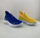 Men Under Armour Team Curry 8 Basketball Shoes Size 10.5 Blue Yellow 3024785