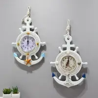 在飛比找樂天市場購物網優惠-地中海掛鐘靜音復古裝飾壁鐘海盜船墻壁掛件裝飾品海洋風格時鐘表
