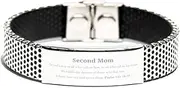 [Generic] Stainless Steel Bracelet for Second Mom - Engraved Inspirational Psalm 145: 18-19 - Perfect Birthday, Christmas, Graduation Gifts - Confidence and Hope for Second Mom, Small, Silver Plated Zinc, Cubic