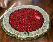 Full Size Poinsettia Christmas Tree Skirt Custom Made