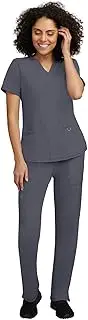 [healing hands] STAT MEDICAL WEAR Scrub Set for Women, Professional V-Neck Top with Comfortable Drawstring Pant with 5 Pockets - 100200, Pewter, Small