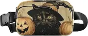 [XYMZR] Fanny Pack Halloween Witch Cat Pumpkin Hip Bag Belt Bag for Women Man Fashion Waist Pack Water-repellent Crossbody Bag for Halloween Costumes Running Hiking Jogging Travel Sport, Multi-colored