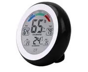 Touch Screen Thermometer Round Home Digital Display Hygrometer Indoor Humidity Indoor Thermometer-Black