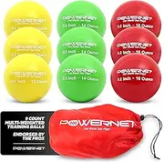 PowerNet 3.2" Weighted Hitting Batting Progressive Training Balls (9 Pack) | Build Strength and Muscle | Improve Technique and Form | Softball Size | Enhance Hand-Eye Coordination