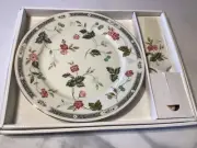 New Andrea by Sadek Flowers & Berries Cake Plate and Server Knife Spatula