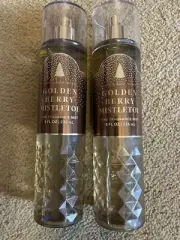 BATH & BODY WORKS GOLDEN BERRY MISTLETOE FINE FRAGRANCE BODY MIST 8.4oz Lot Of 2