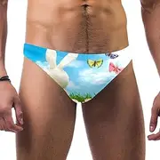 [VBFOFBV] Men's Printed Jammer Swimsuit Swim Shorts, Pastorable Flower and Dragonfly Vintage Black