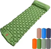 Coziya Matelas, 5cm Ultralight Inflatable Camping Mattress, Inflatable Sleeping Pad with Built-in Pillow, Suitable for Traveling, Mountaineering, Outdoor (Green)