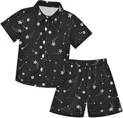 [WIFIU] Boys Short Sets Hawaiian Outfits for Kids, Summer Beach Button Down Shirt and Short 2 Piece Sets Size 3T-10Y