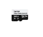 Lexar High-Endurance microSDXC UHS-I cards 64GB High-Endurance microSDXC UHS-I, C10, UHS-I (U3), V30, up to 100MB/s read, up to 35MB/s write LMSHGED064G-BCNNG