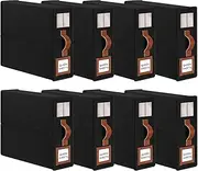 ROROUP 8 Pack Bed Sheet Organizers and Storage (Queen or King Size), Bedding Storage Box for Duvet Cover Set, Non-woven Fabrics Bed Sheet Organizer with Leather Handle, Window and Label (Black)