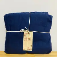 在飛比找Yahoo!奇摩拍賣優惠-MUJI 無印良品 棉法蘭絨 床包 雙人床包（深藍色）