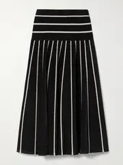 [Zimmermann] Zimmermann - Crush Striped Stretch-knit Midi Skirt - Black - 3 3 Black