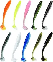 Soft Fishing Lures, 100PCS/50PCS Soft Plastic Baits Kit with Box for Fishing Trout Redfish Saltwater/Freshwater, 10 Mixed Colors/5Mixed Colors
