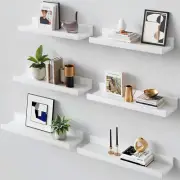 Amada Floating Shelves, Set of 6, Wooden Wall Shelves with Ledge for Living Room