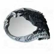 Alchemy Gothic NEVERMORE RAVEN & SKULL Compact HAND MIRROR, Edgar Allan Poe V27