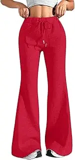 [CRNTCEM] Flare Wide Leg Sweatpants for Women Drawstring High Waisted Y2k Joggers Casual Flowy Bootcut Yoga Pants with Pockets