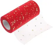 jojofuny Wedding Table Skirt Sequin Organza Ribbon Buffet Tulle Whimsy Ruffle Glitter Aesthetic Wedding Table Decoration Tutu Sheer Gauze Supplies Party Decorations Disco Red