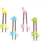 VANANA Training Chopsticks - 4 Pairs Reusable Bamboo Chopsticks for Kids and Adults - Easy to Use Helper for Beginners, Right or Left Handed