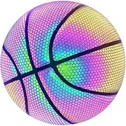 Glow Basketball - Holographic Reflective Ball, No.7 Light Ball | Luminous Game Toy, Outdoor Night Play Ball, Flash Effect Hoop Giift for Driveway Courts, Street Games, Kids Sports Practice, Training