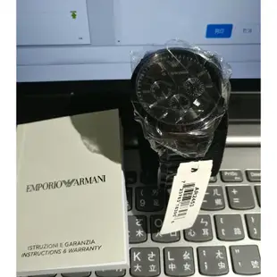 保固一年，全新未戴換錢...亞曼尼EMPORIO王者時尚家ARMANI【AR2453手錶】【三眼計時腕錶IP黑】