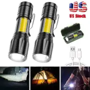 Mini LED Flashlight Powerful Camping Small Torch USB Rechargeable Pocket Light