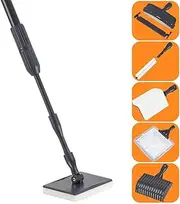 Hygger Carbon Fiber 6 in 1 Aquarium Cleaning Tool Kit Algae Scraper Scrubber Pad Sponge Telescopic Handle Fish Tank Brush Cleaner Set for Saltwater Freshwater
