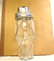 Skull Shaped Clear Glass Drink Shaker Mixer Jar Halloween