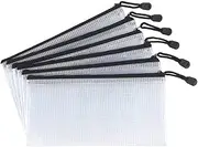 6pcs Zip File Bags,Mesh Zipper Pouch Document,Waterproof Zip File Folders for School Office Supplies and Business Papers and Books Storage and Cosmetics Storage (A6)