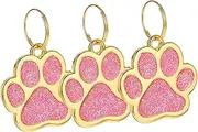 3Pcs Pet Id Tags Engraved Paw Print Tags for Cats and Dogs Custom Name Number Address Durable Cute Pet Charm Present and Decoration
