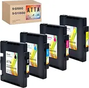 ATTA SG500 SG1000 Sublimation Ink Cartridge Compatible for Sawgrass Virtuoso SG500 SG1000 Printer Heat Transfer Sublimation Ink (1 Black,1 Cyan,1 Magenta,1 Yellow,)