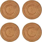 4X Rattan Woven Placemats,Round Table Mats,Non Heat Place Mat,Wicker Placemat