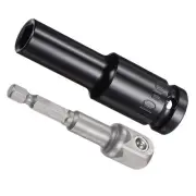 Deep Socket Set 10mm Socket 3" Length 1/2" Drive CR-V 6 Point with 1/4" Adapter