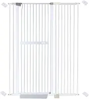 riin Extra Tall 150cm Baby Pet Security Gate Metal Safety Guard Tension Pressure Mounted for Children Dog Kitten Adjustable Width Range 105-115cm Largest Gap Between Bars 42mm Model B3 White