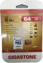 Gigastone 64GB MicroSD Memory Card A2 V30
