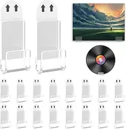 18Pcs Vinyl Records, 1.57×0.78×0.2 in Wall Mount Self Adhesive Acrylic Records Holder Clear Vinyl Records Wall Display No Drill Vinyl Records Floating Shelves for Album Covers Home Decoration