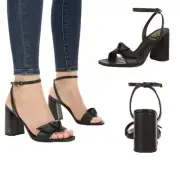 New Sam & LibbyJordan Black High Block Heels Square Toe Sandals Size 7.5