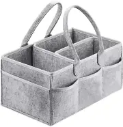 Baby Diaper Caddy Organizer, Foldable Felt Nursery Tote Storage Bin Portable Car