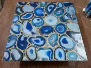 30" Square Blue Agate Stone Coffee Table Sofa Table Top Luxury Deco